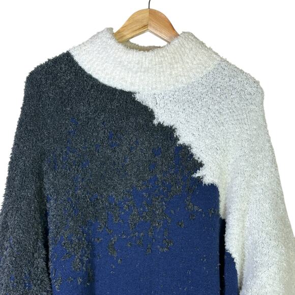 Lululemon Ombré Knit Textured Turtleneck Sweater Womens 12 White Blue Gray - Picture 5 of 8